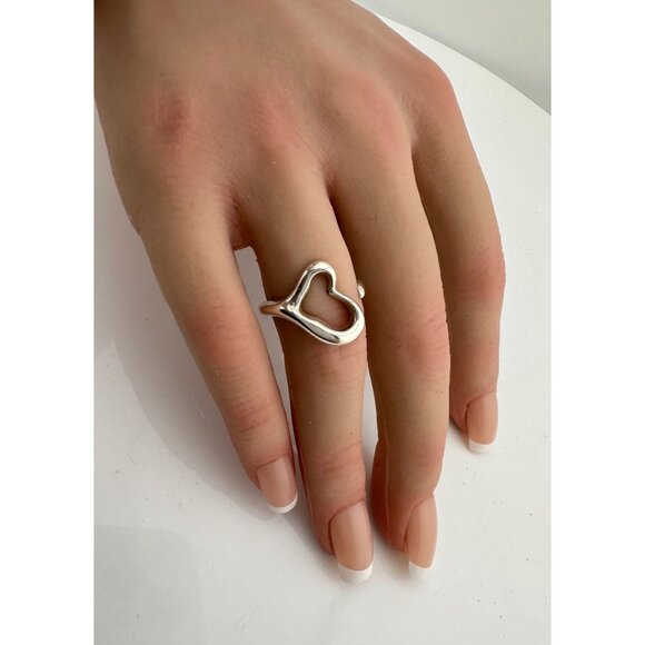 Tiffany & Co Open Heart Ring - Sterling Silver - Size 5.5 - Picture 12 of 14